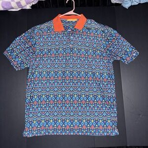 Men's Medium Roadies Performance Golf Polo Multicolor Orange Short Sleeve